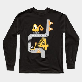 4th birthday four year old excavator birthday gift Long Sleeve T-Shirt